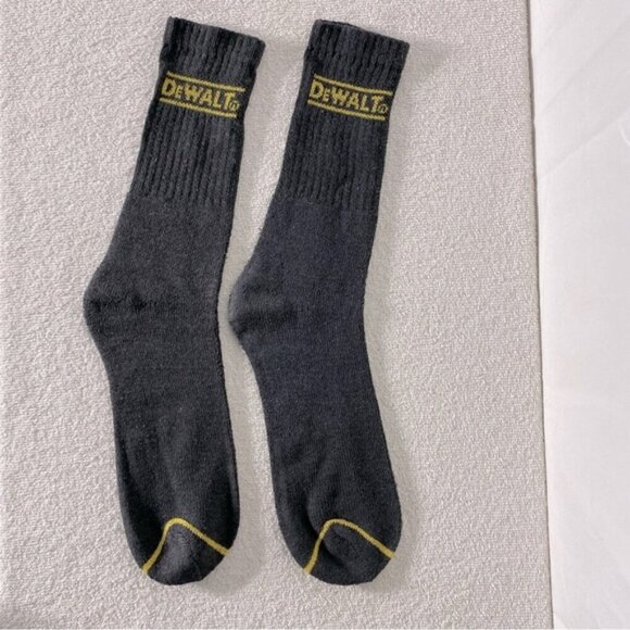 5/$25 Dewalt Dark Grey With Yellow Stripe And Logo Tube Socks - Picture 2 of 9